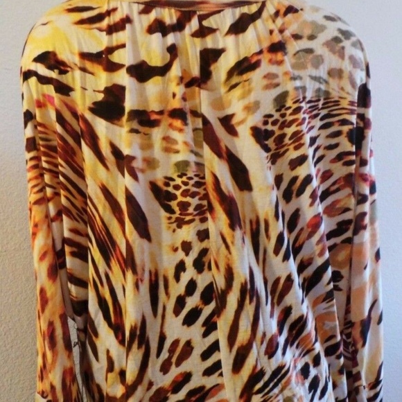 NWT Jennifer Lopez Cold-shoulder Dolman Top animal print romantic safari - Picture 5 of 8